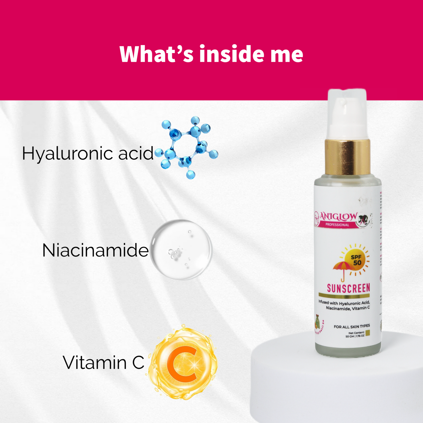 Aniglow Hyaluronic Sunscreen SPF 50 Vitamin C I For All Skin Type