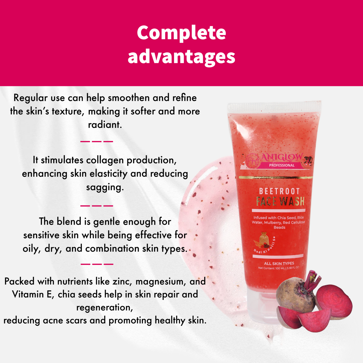 Aniglow Beetroot Face Wash | For All Skin Types